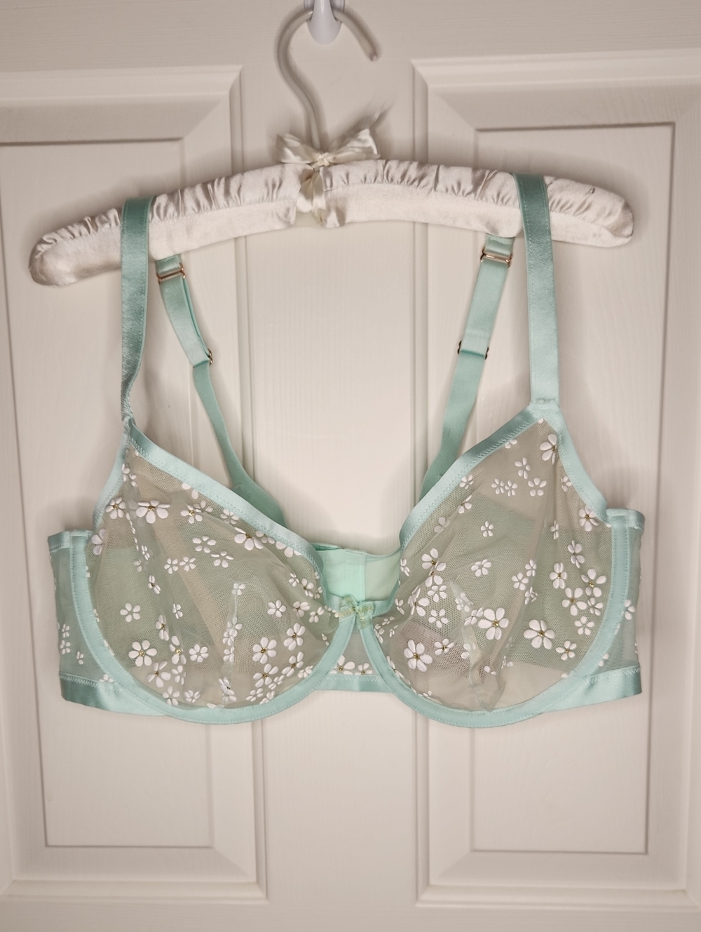Savage X Fenty Puff Daisy Unlined Bra Mint Hint Green Size 42DD